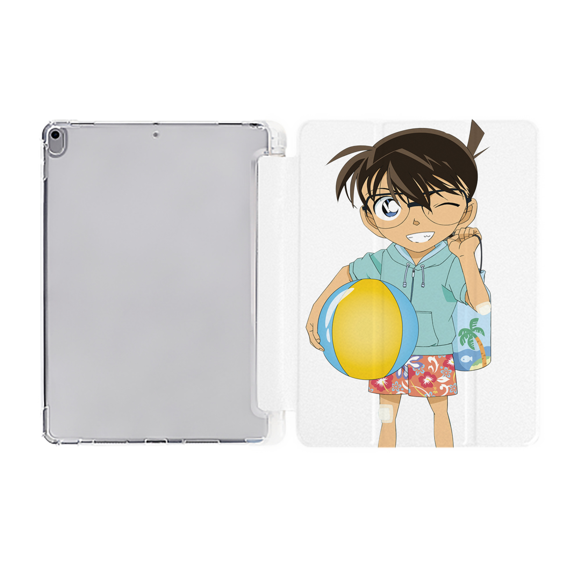 （画像用） 名探偵コナン 江戸川 コナン Detective Conan Conan Edogawa IPad ケース ペン収納付き 三つ折りスタンド PUレザー×シリコン 対応機種9.5/10.5/10.9インチ
